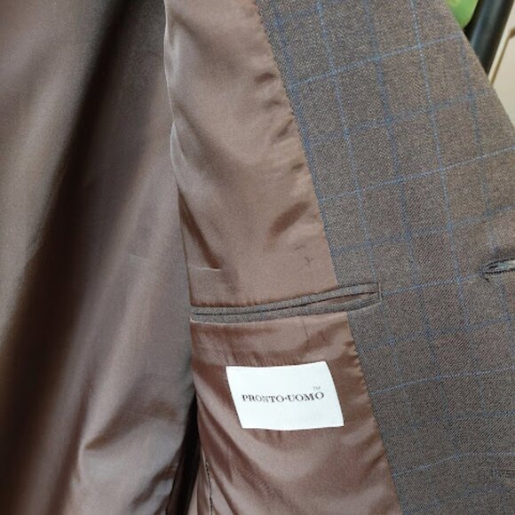 Brown Checked Blazer Jacket Fits Men Large XL - Picture 4 of 5
